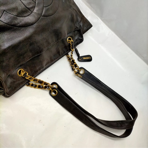 CHANEL CC LAMBSKIN LEATHER SHOULDER BAG EXPRESSO DARK BROWN - Picture 9 of 13